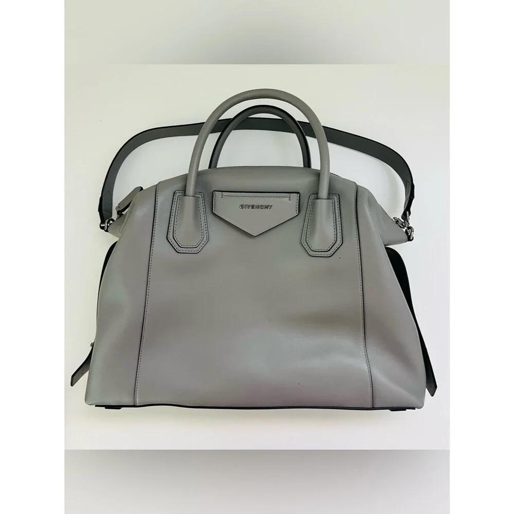 GIVENCHY Antigona Soft Medium Pearl Grey Leather Satchel